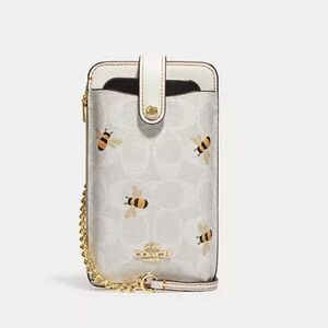 🐝 Coach Phone Crossbody In Signature Canvas With Bee Print